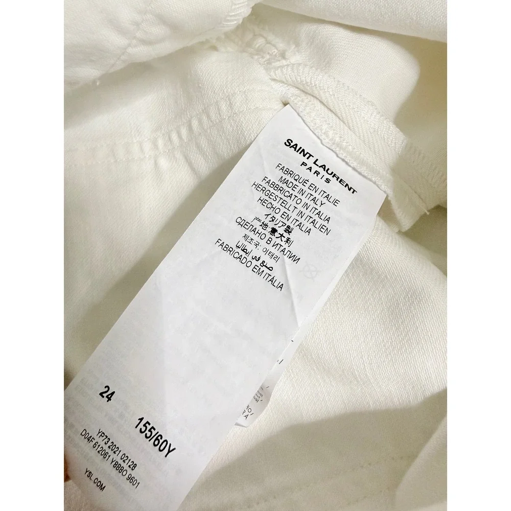 Saint Laurent‎ Paris D29 Mid-Waist Slim Straight Jeans White Size 24